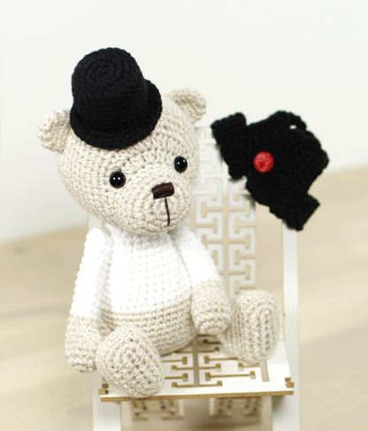 Teddy Bear In a Vest and Top Hat Crochet Pattern